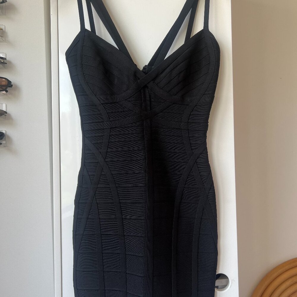 Herve Leger Short Black Bandage Dress